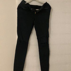 Frame Deep Green Ripped Stretchy Jeans